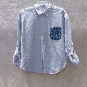 Vertical strip button-down shirt